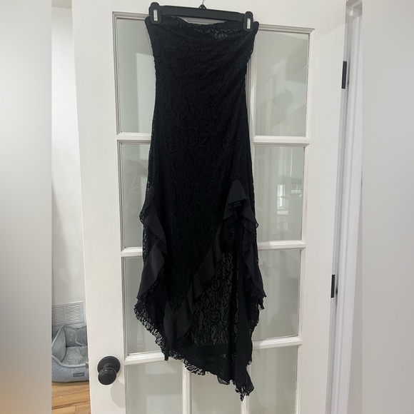 NWOT Silence + Noise strapless black lace Elegant Black Strapless Dress small - Picture 2 of 9